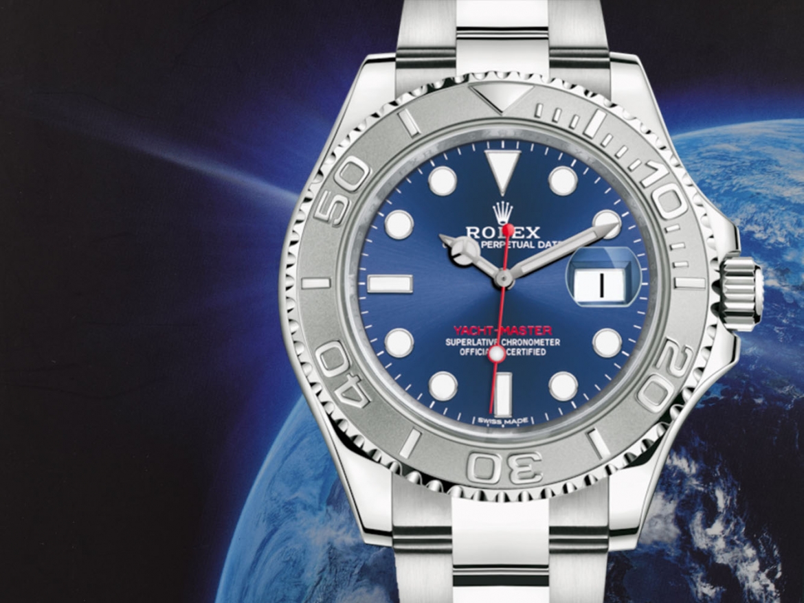 yacht master gold blue